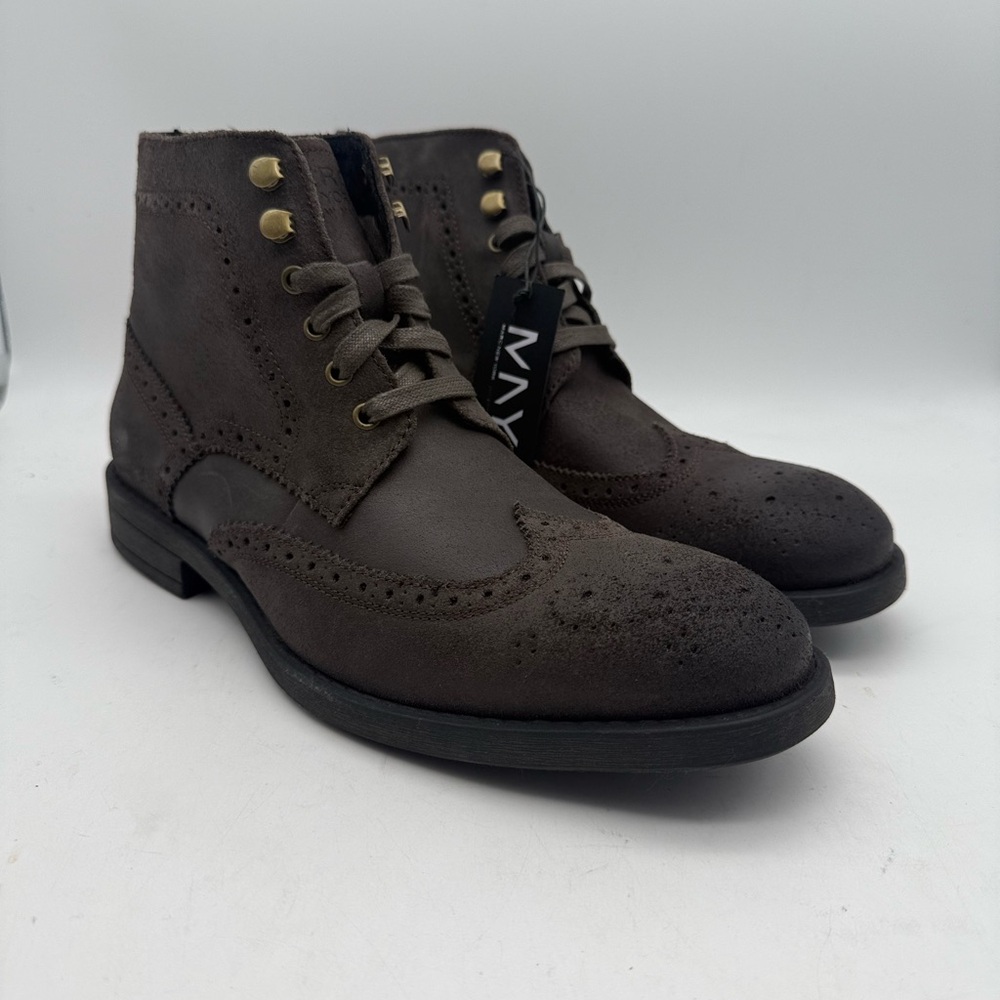 BRAND NEW MARC NEW YORK Vanderbilt Mid Wingtip Boot Dark Brown Size 10 D $198